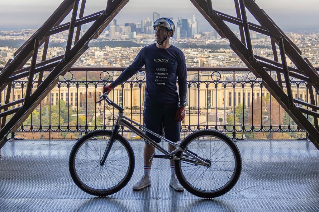 Aurelien Fontenoy Smashes World Record Riding Trials Bike Up the Eiffel Tower!